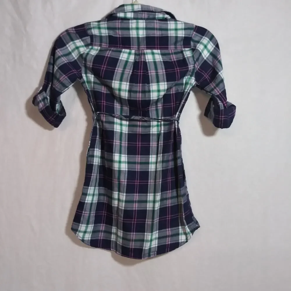 Old Navy Plaid Shirt Dress Casual Popover Girls Size S